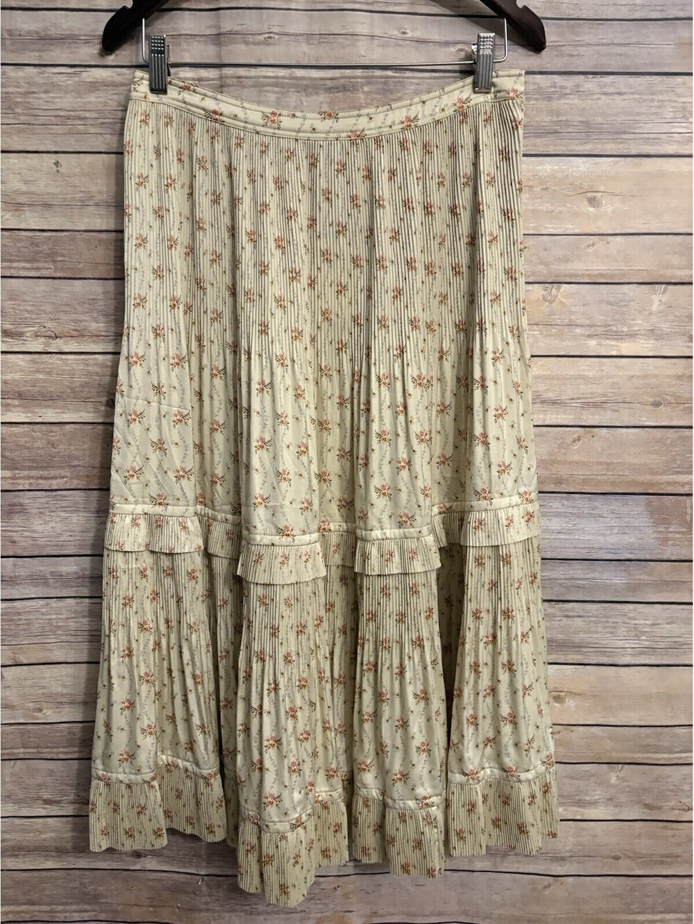 Polo Ralph Lauren Jaclyn Floral Pleated Satin Ruffled Skirt NEW 10 $298